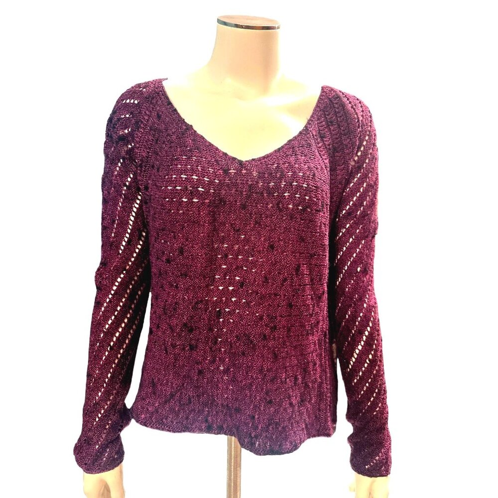 American Eagle Outfitters Burgundy Acrylic Wool Long Sleeve Sweater Medium